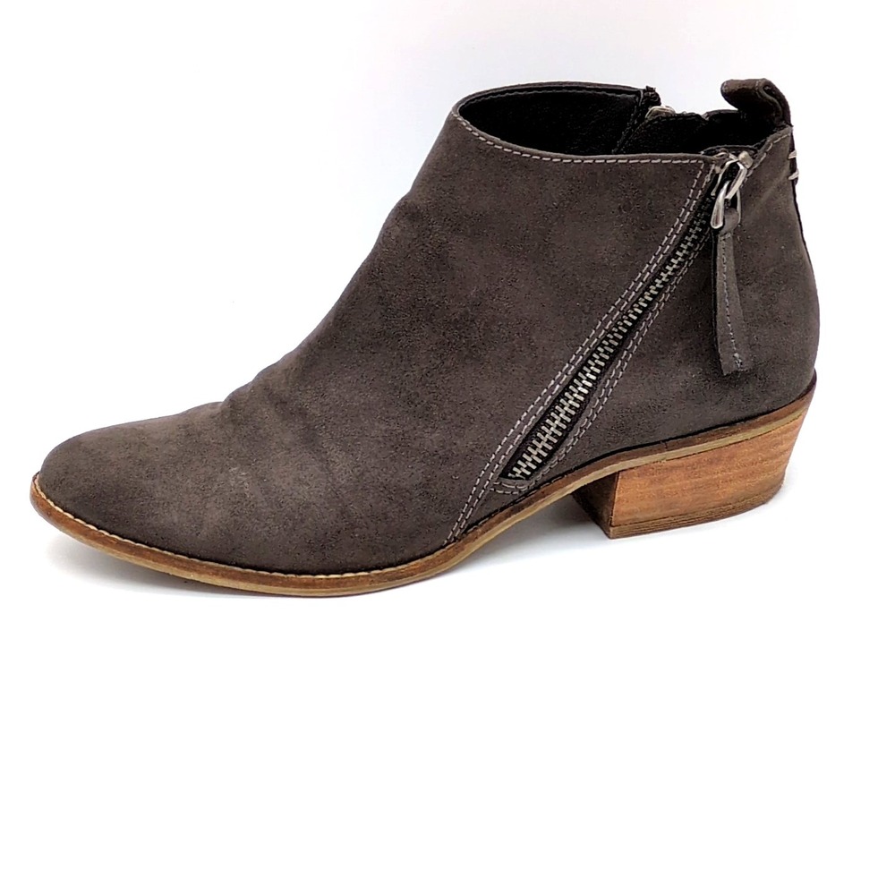 Dolce Vita Boots Womens Gray 9.5 Suede‎ Ankle Bootie Shoes Dual Zip Low Heel